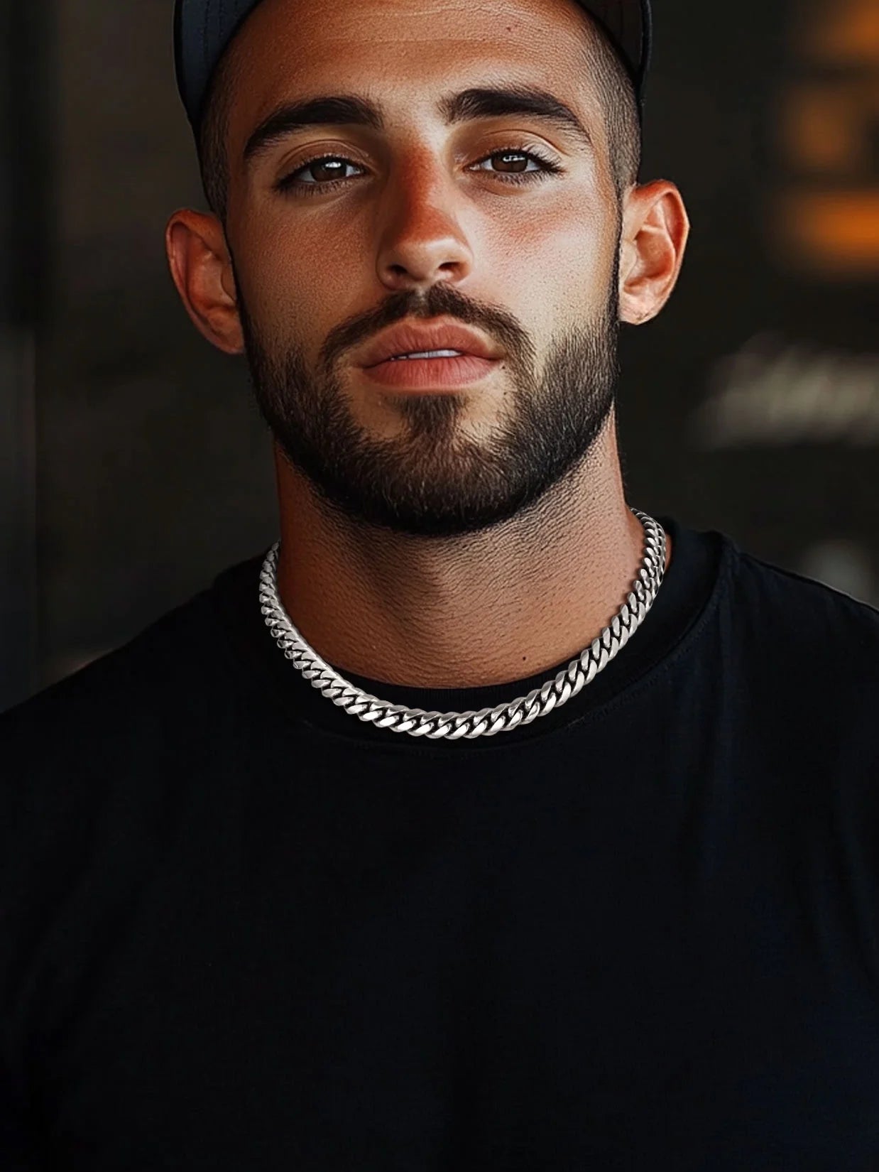 Curb Cuban Link Chain Necklaces for Men Jewelry 28Inch Stainless Steel Colar Silver Color