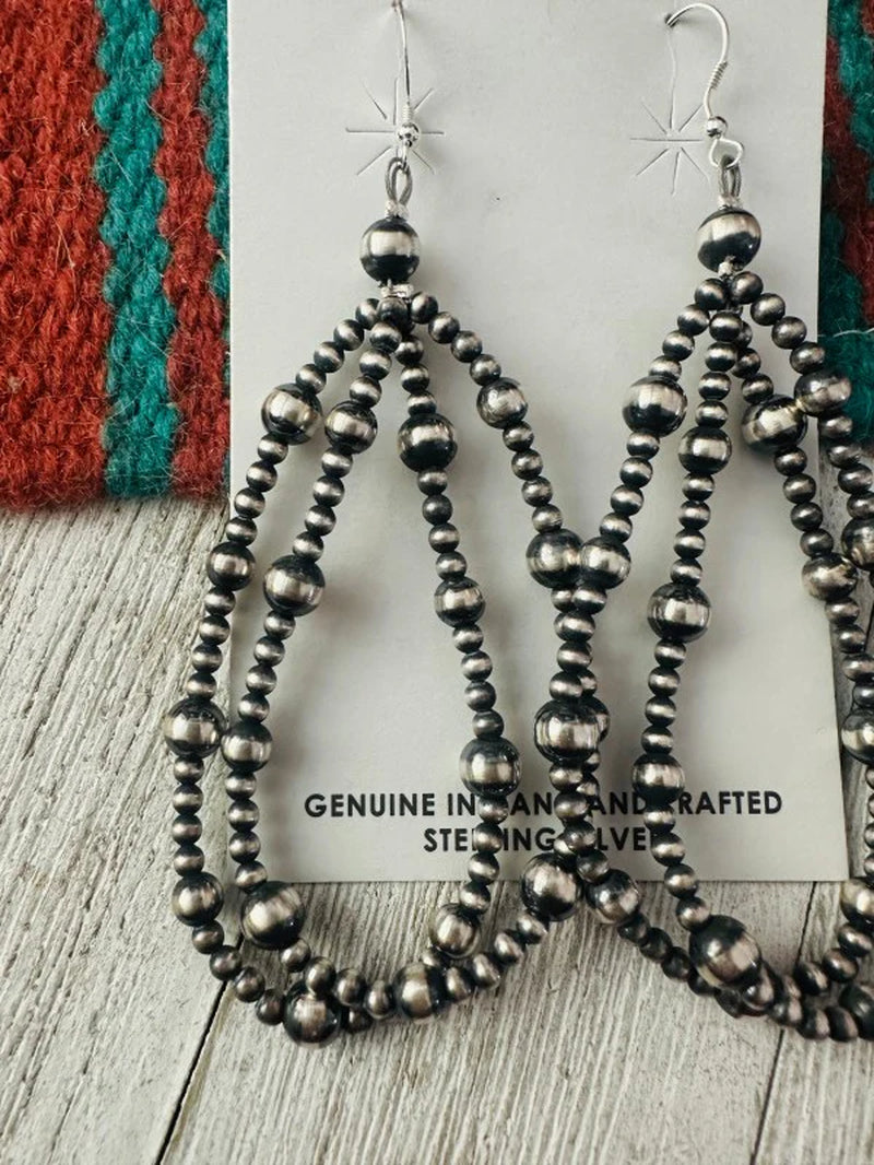 Navajo Sterling Silver Pearl Double Strand Beaded