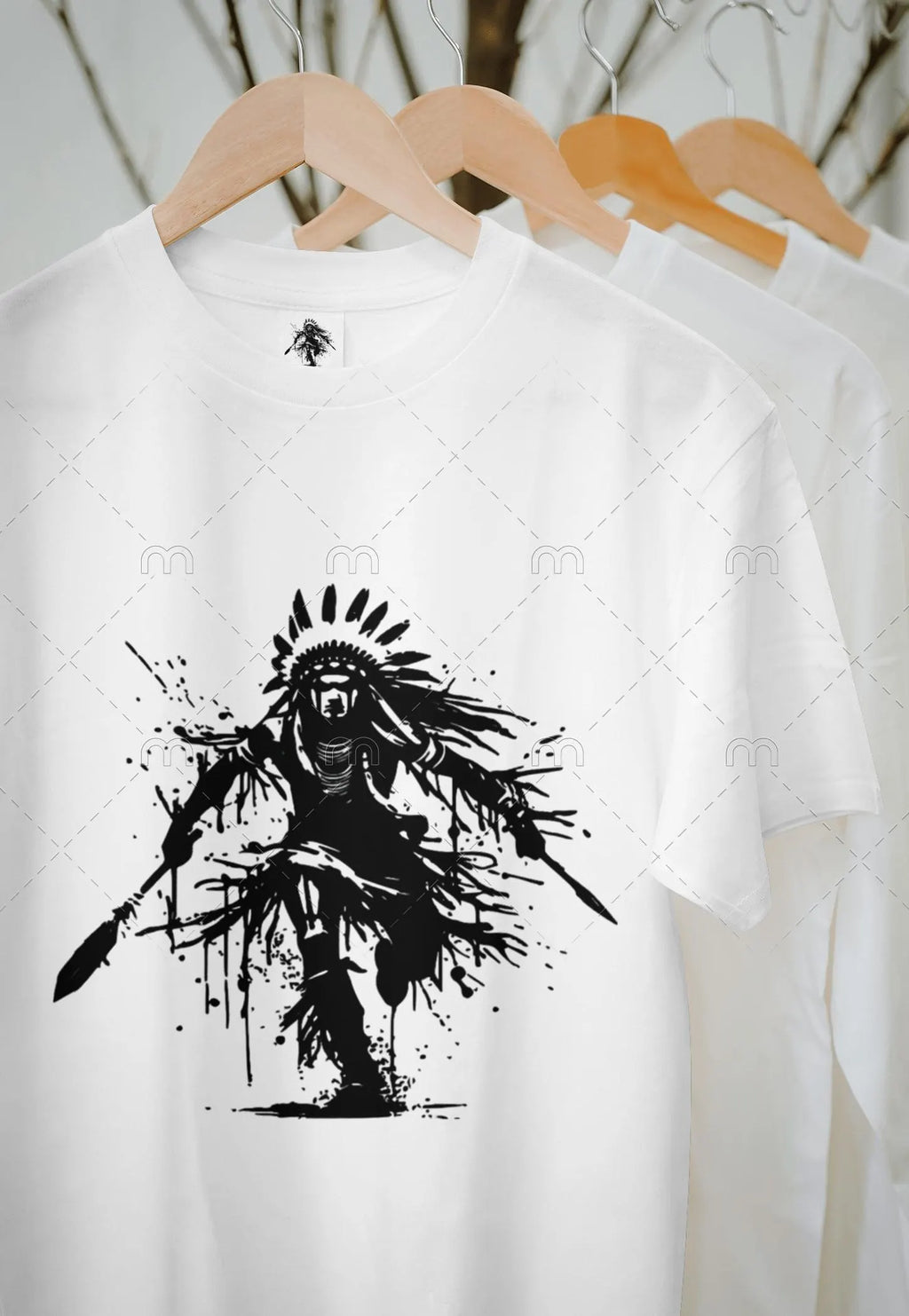 Native American Warrior Art Splash T-Shirt