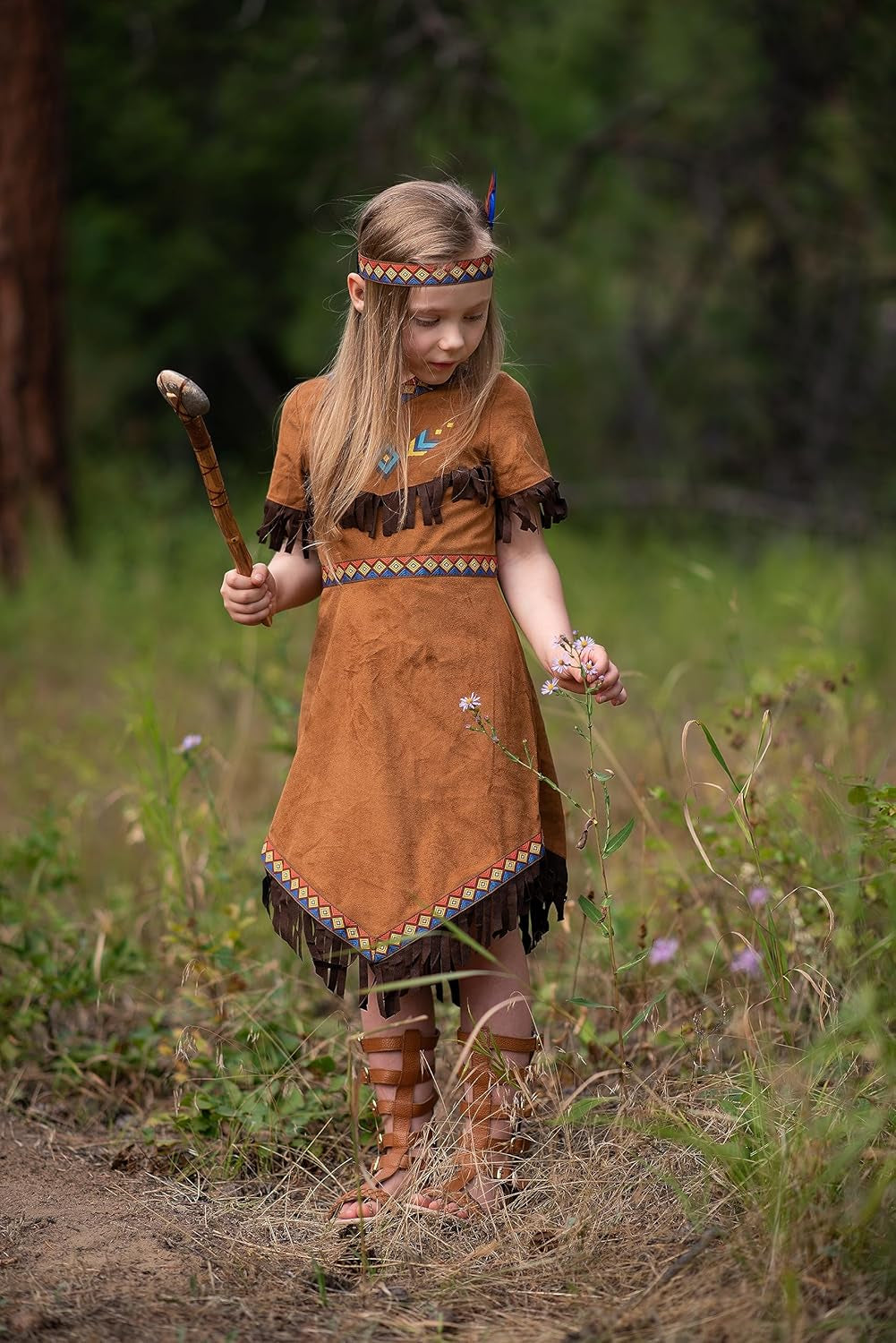 Girls Native Costume Kids Dress Outfit,140 Brown