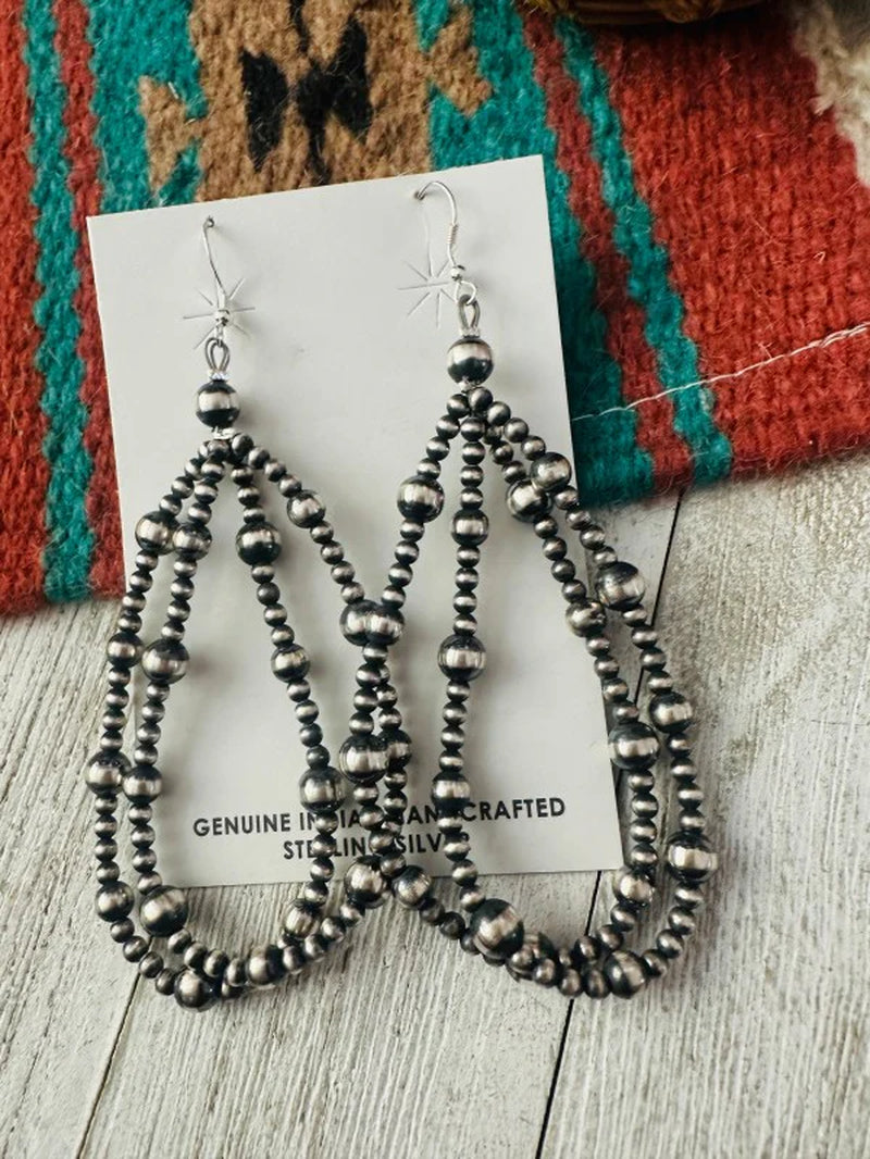 Navajo Sterling Silver Pearl Double Strand Beaded