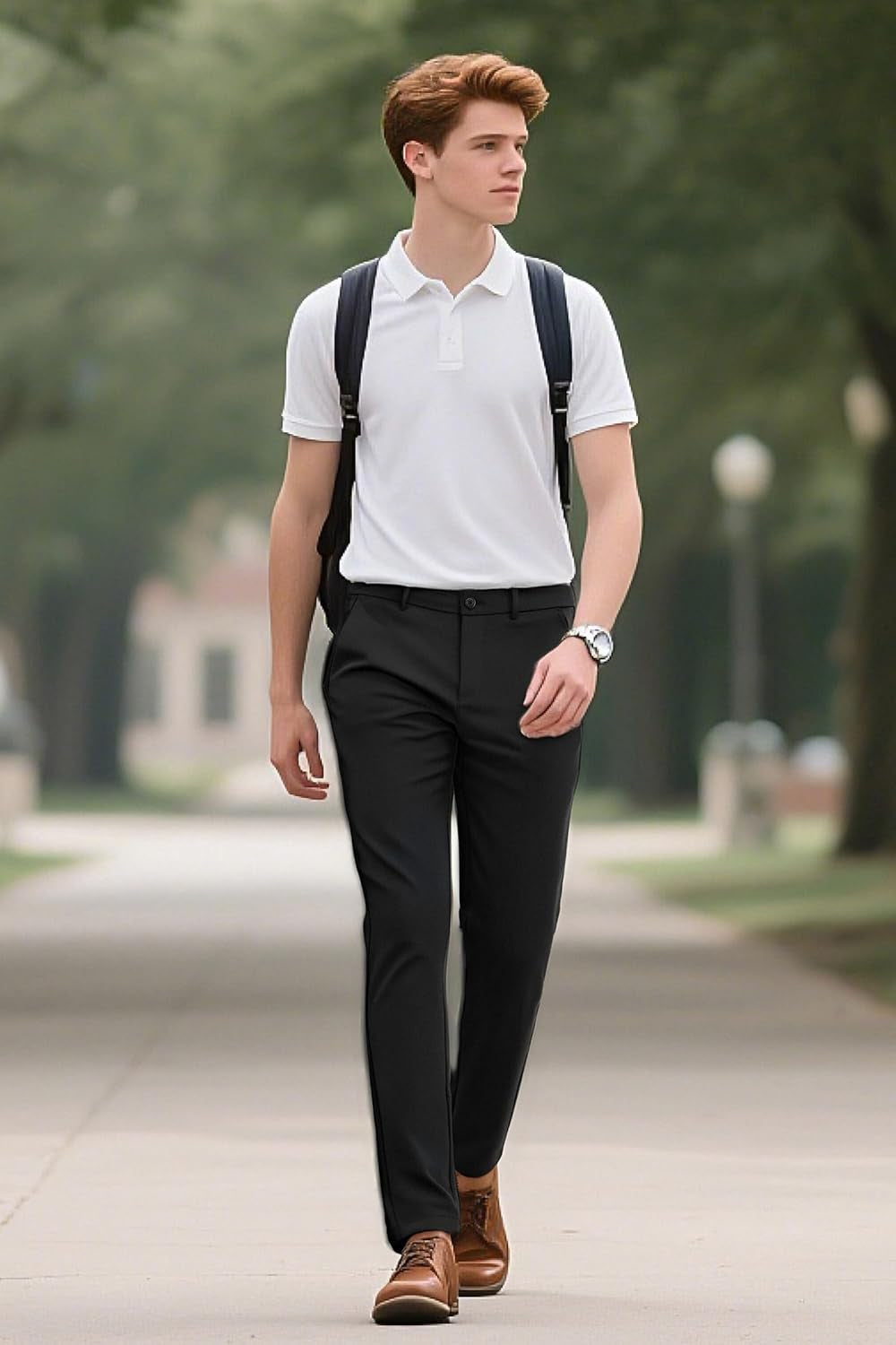 Men'S 4-Way Flex Stretch Slim Fit Dress Pants