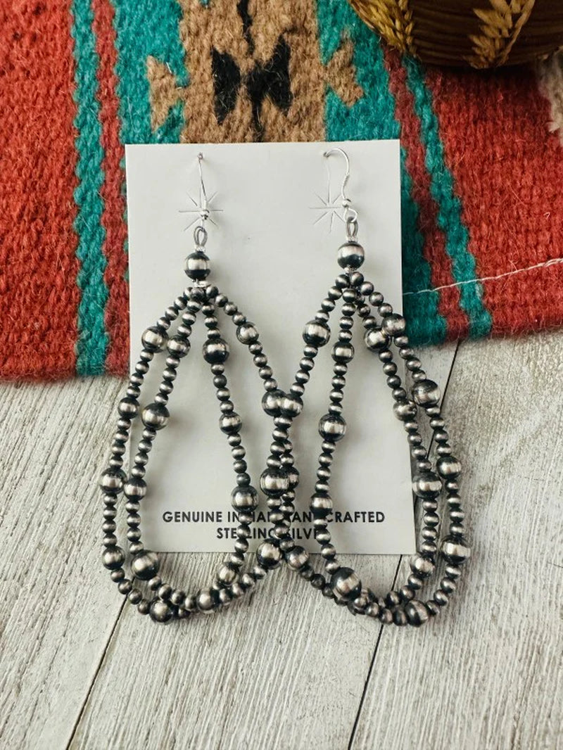 Navajo Sterling Silver Pearl Double Strand Beaded