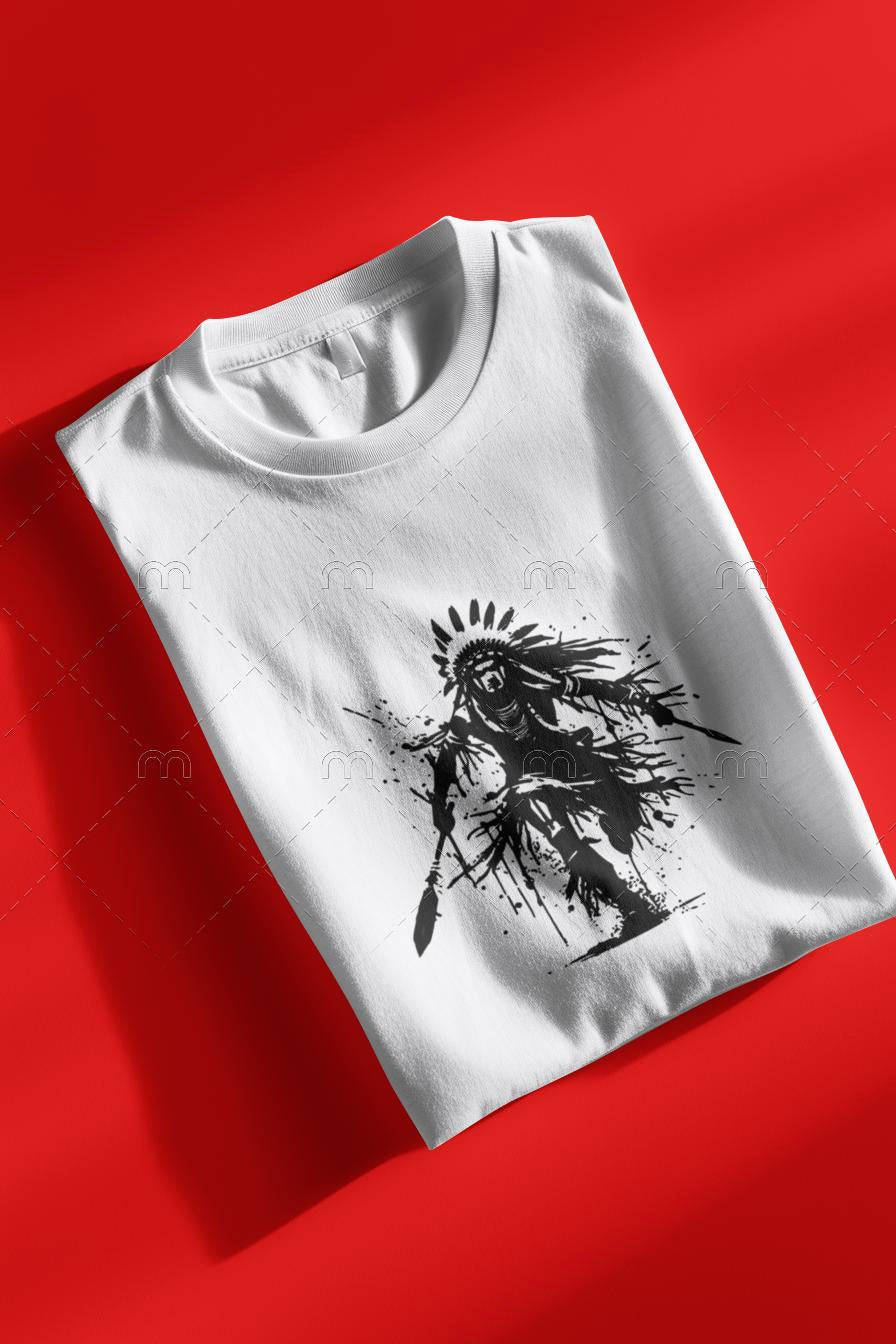 Native American Warrior Art Splash T-Shirt