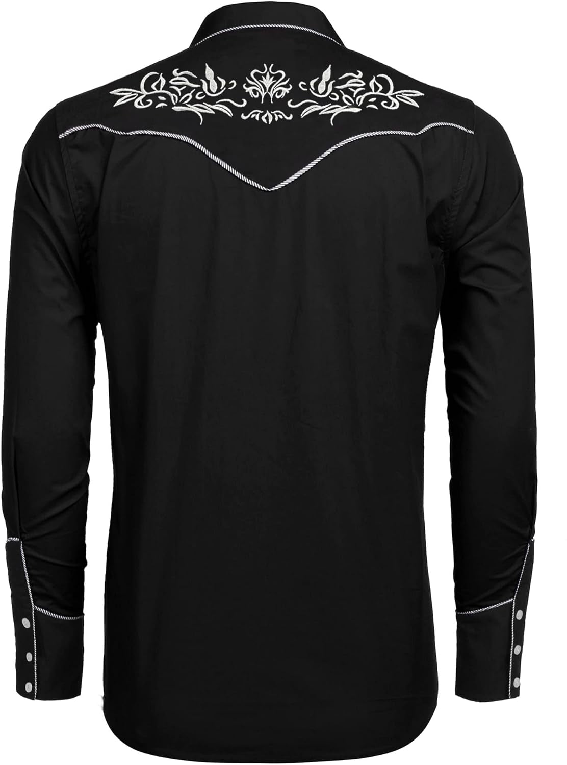 Men'S Western Cowboy Shirt Long Sleeve Slim Fit Rose Embroidered Cotton Casual Button down Shirts