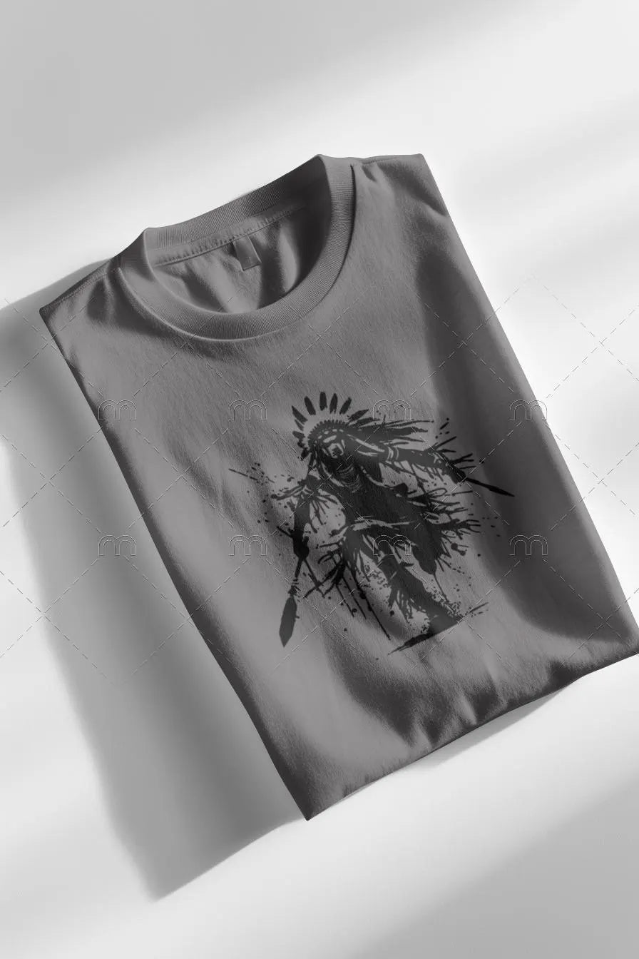 Native American Warrior Art Splash T-Shirt