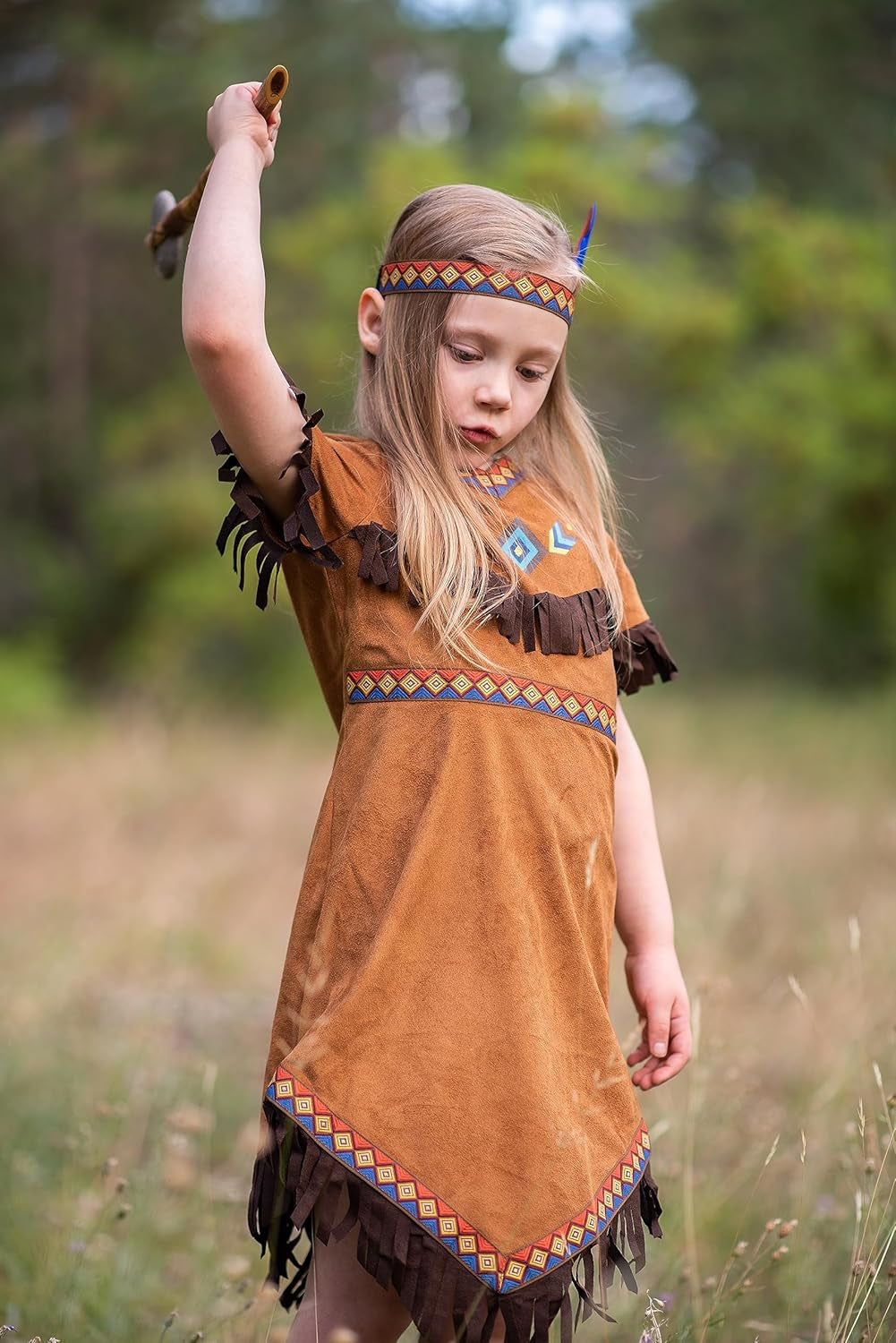 Girls Native Costume Kids Dress Outfit,140 Brown
