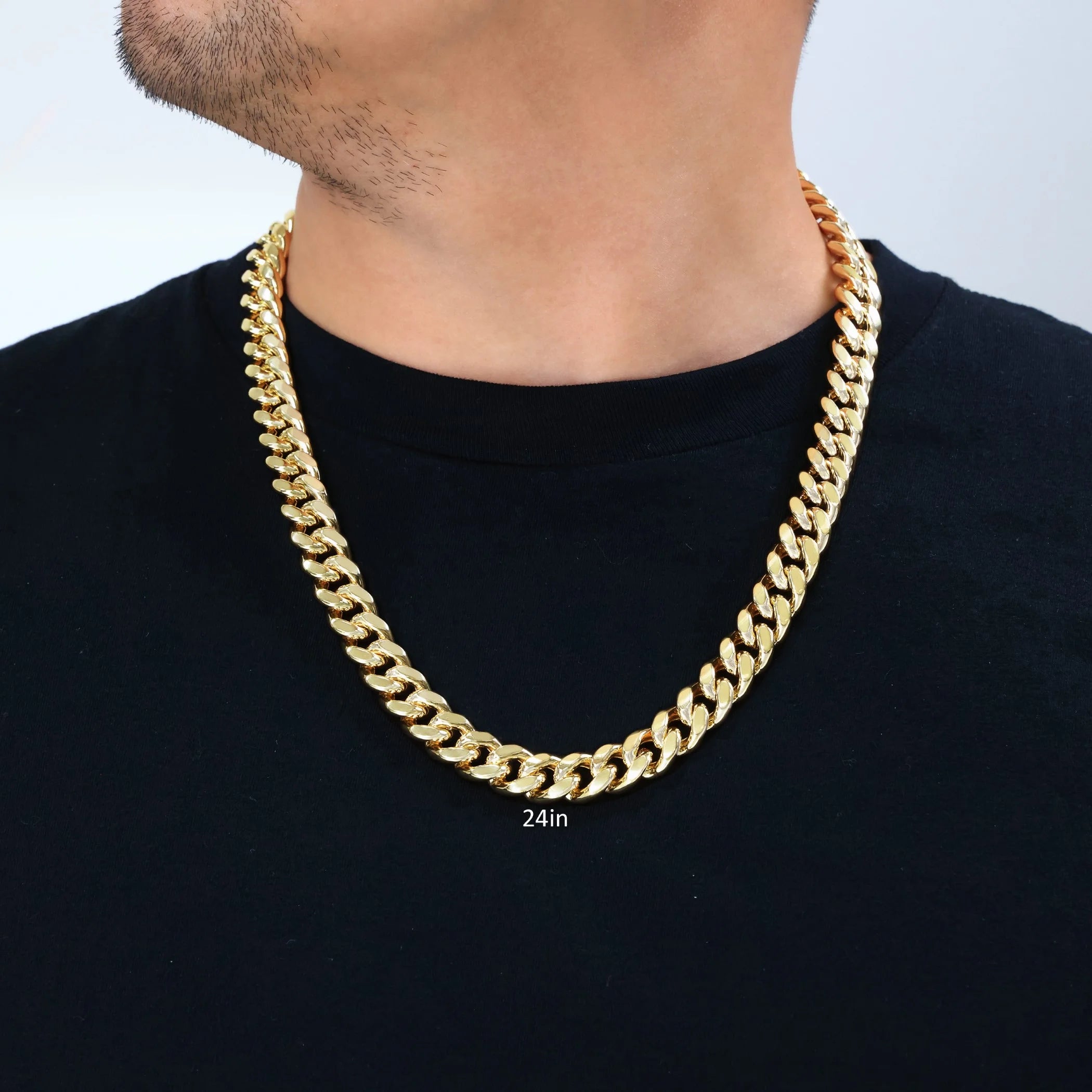 10K Real Yellow Gold Miami Cuban Link 13Mm Thick Chain Necklace (20"-30") Italian Jewelry for Men