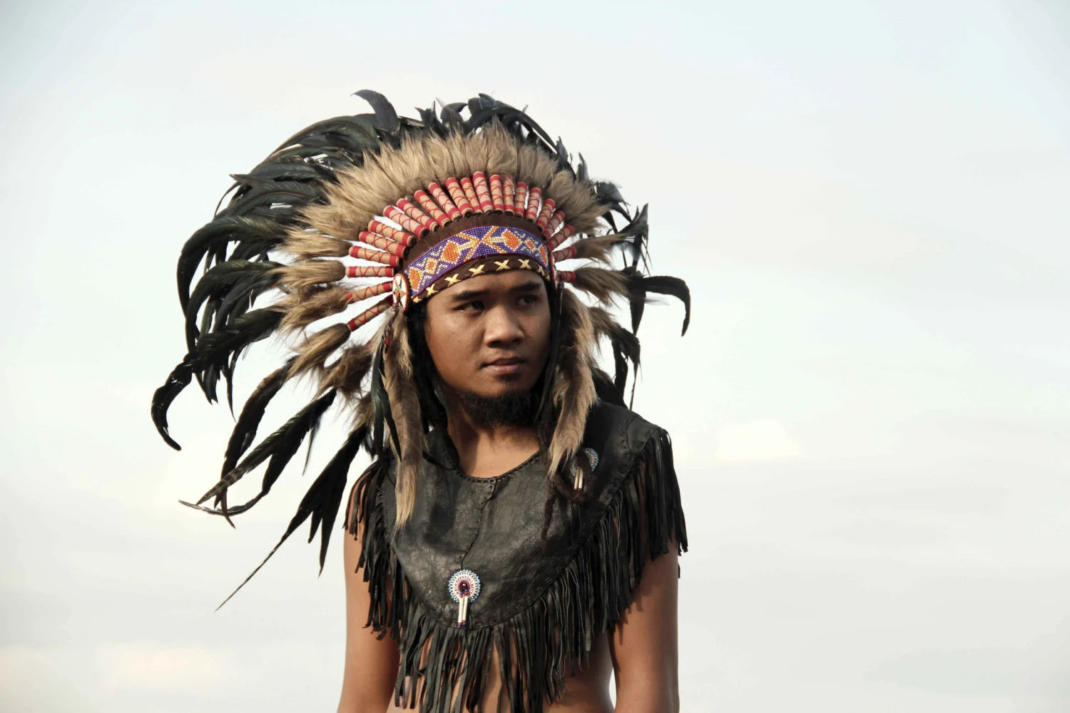 Feather Headdress: Short Warbonnet, Native American Style