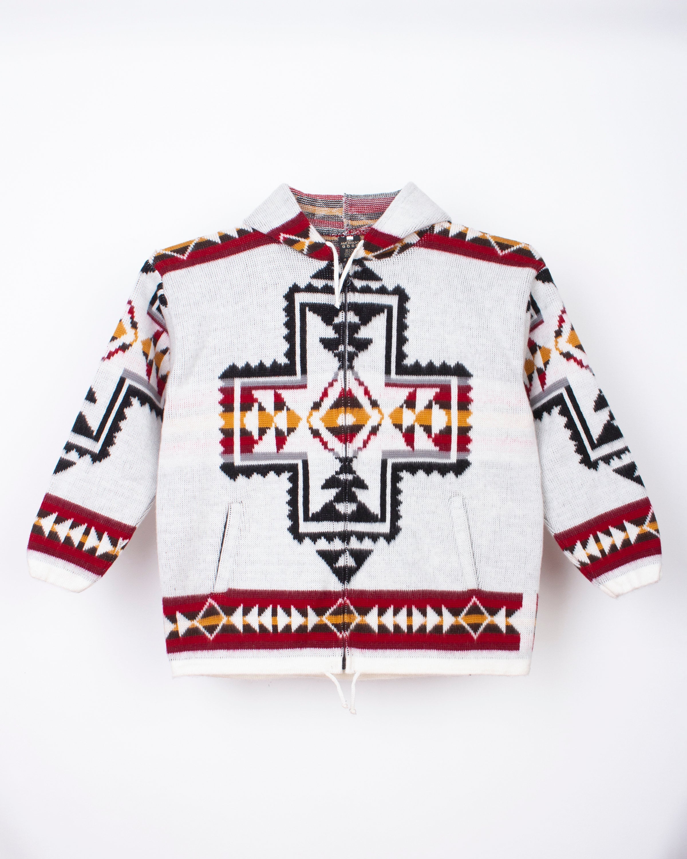 Native Southwestern Alpaca Wool Jacket: Boho Knit Coat, Native American Style