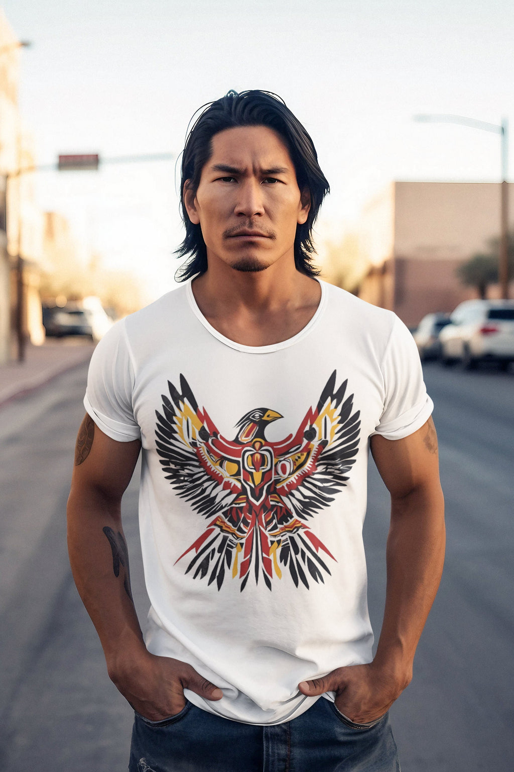 Native American Thunderbird T-Shirt: Cree Design